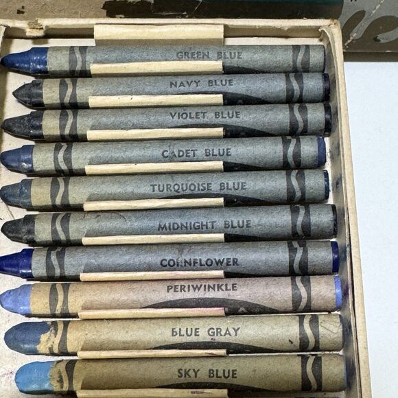 CRAYOLA CRAYONS 1958 BOX OF 72 SHARPENER MANY RARE RETIRED COLORS - Picture 8 of 16